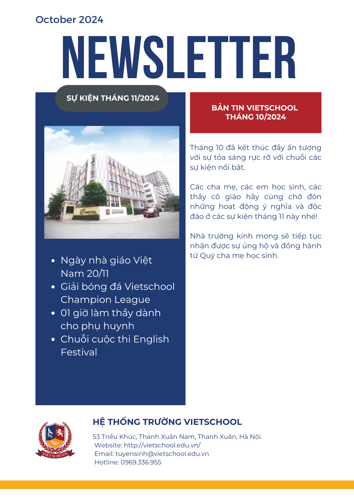 BẢN TIN VIETSCHOOL THÁNG 10/2024