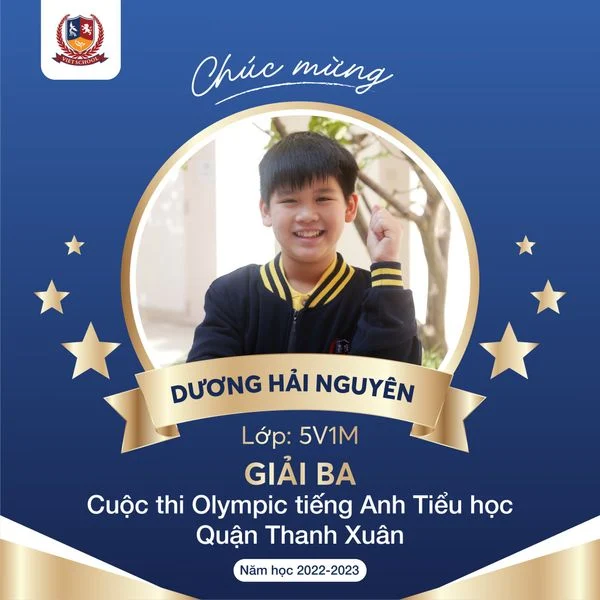 HỌC SINH KHỐI 5 ĐẠT THÀNH TÍCH XUẤT SẮC KỲ THI OLYMPIC TIẾNG ANH QUẬN THANH XUÂN