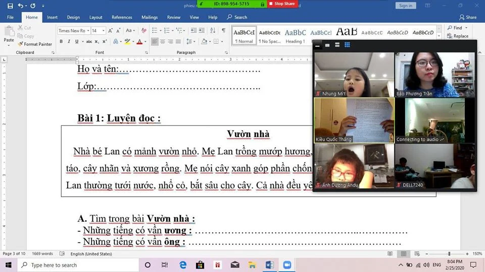 Học trực tuyến cho học sinh tiểu học, làm sao để hiệu quả? Học sinh Vietschool học trực tuyến môn Ngữ văn.