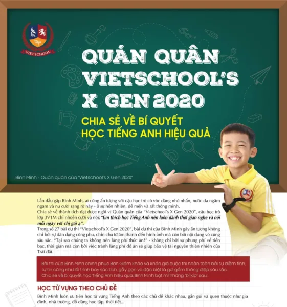 Quán quân “Vietschool’s X Gen 2020” chia sẻ về bí quyết học Tiếng Anh hiệu quả