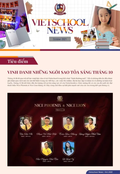 BẢN TIN VIETSCHOOL NEWS THÁNG 10.2021