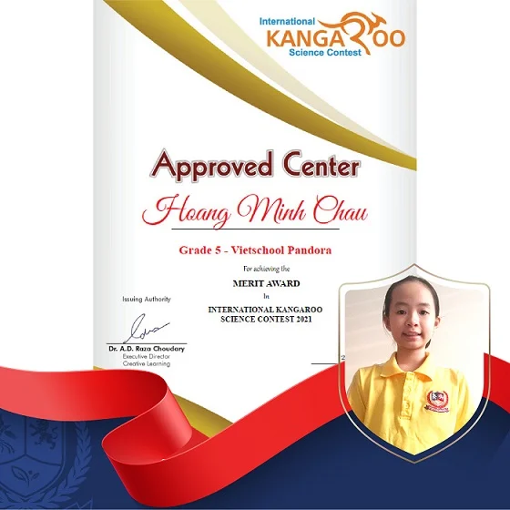 Hoàng Minh Châu (Lớp 5V1) - Merit Award - Cuộc thi International Kangaroo Science Contest 2021