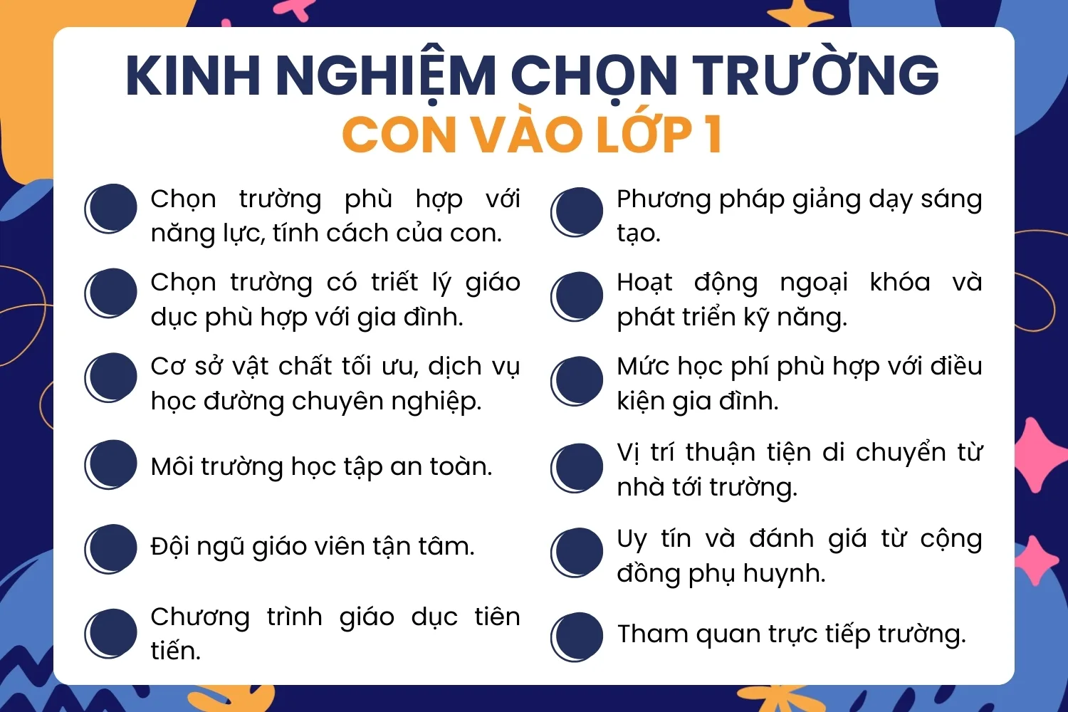 12 Kinh nghiệm chọn trường cho con vào lớp 1