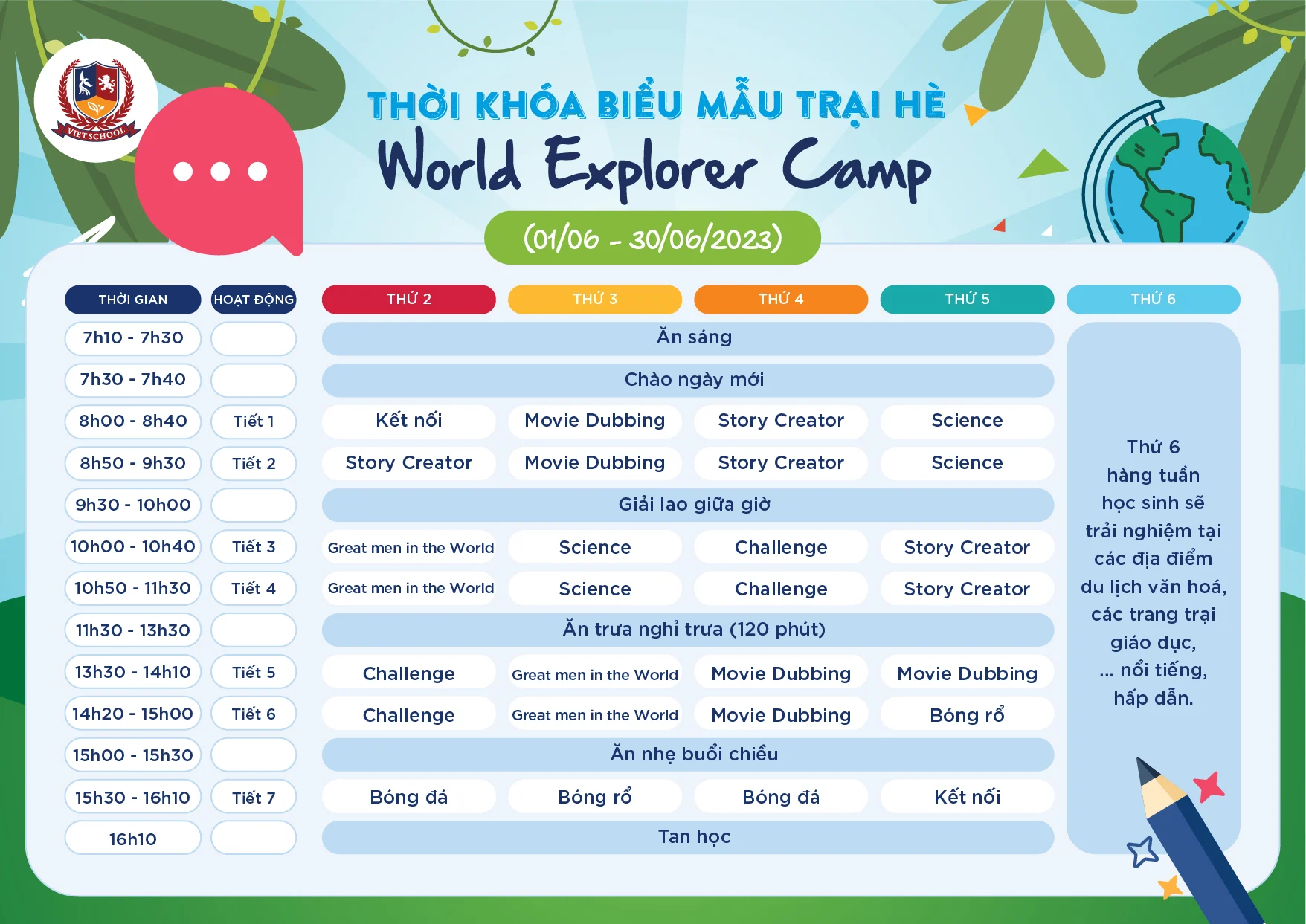 VIETSCHOOL SUMMER CAMP 2023: HÈ VUI KHÁM PHÁ - MẠNH MẼ TRƯỞNG THÀNH