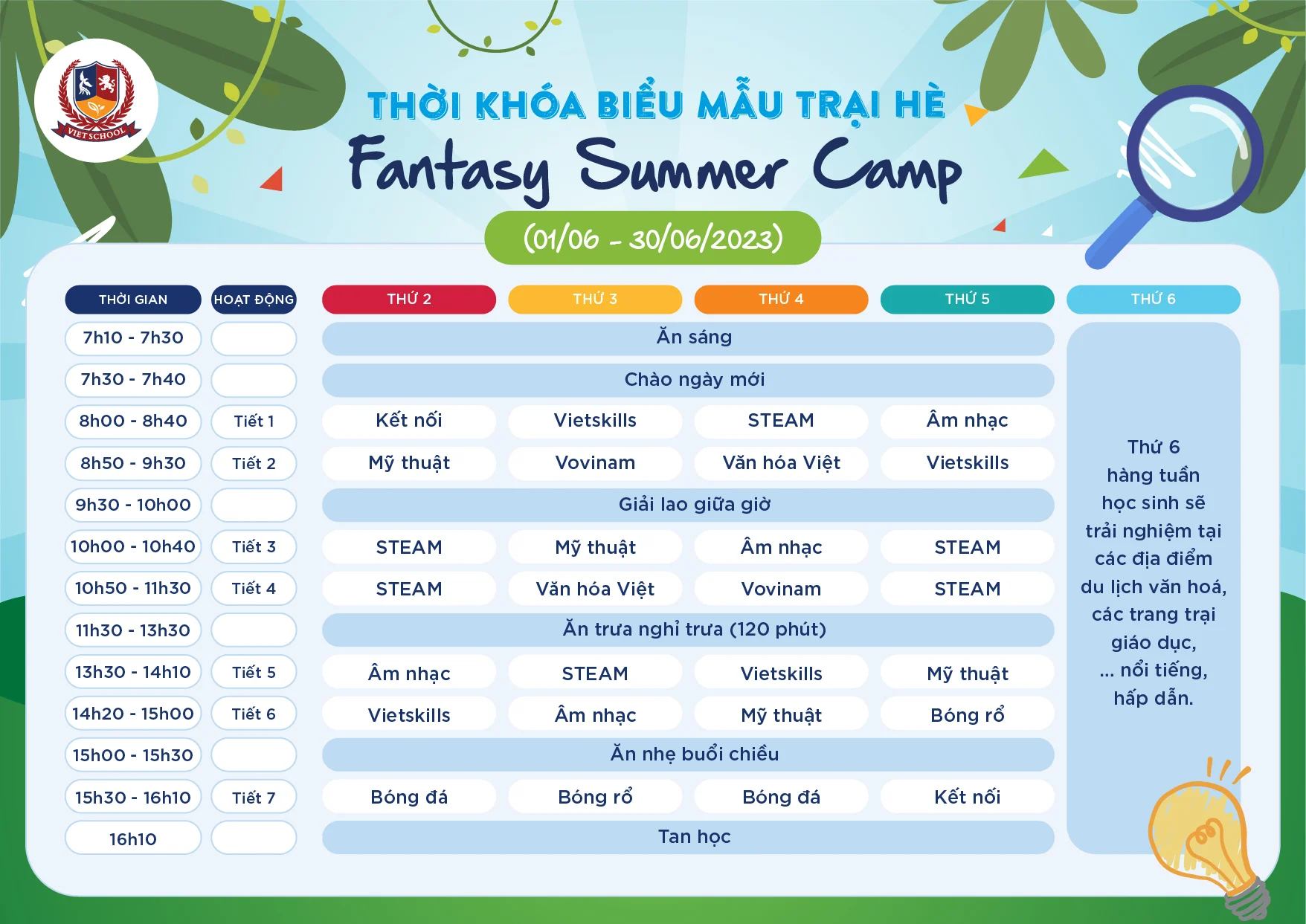 VIETSCHOOL SUMMER CAMP 2023: HÈ VUI KHÁM PHÁ - MẠNH MẼ TRƯỞNG THÀNH