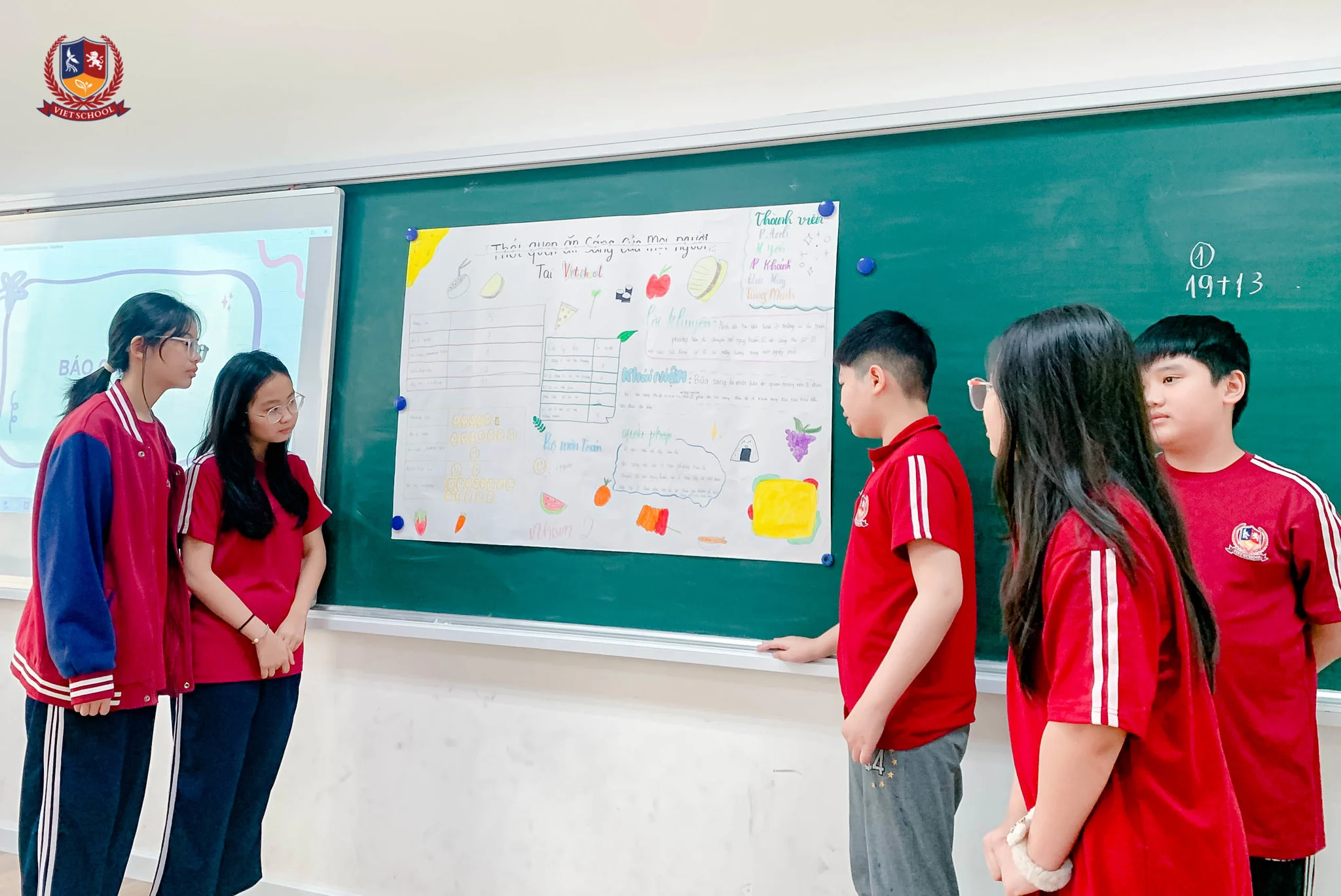 VIETSCHOOLERS HÓA THÂN THÀNH NHÀ THỐNG KÊ VỚI MÔN TOÁN HỌC Học sinh Vietschool thuyết trình về sản phẩm học tập trong dự án