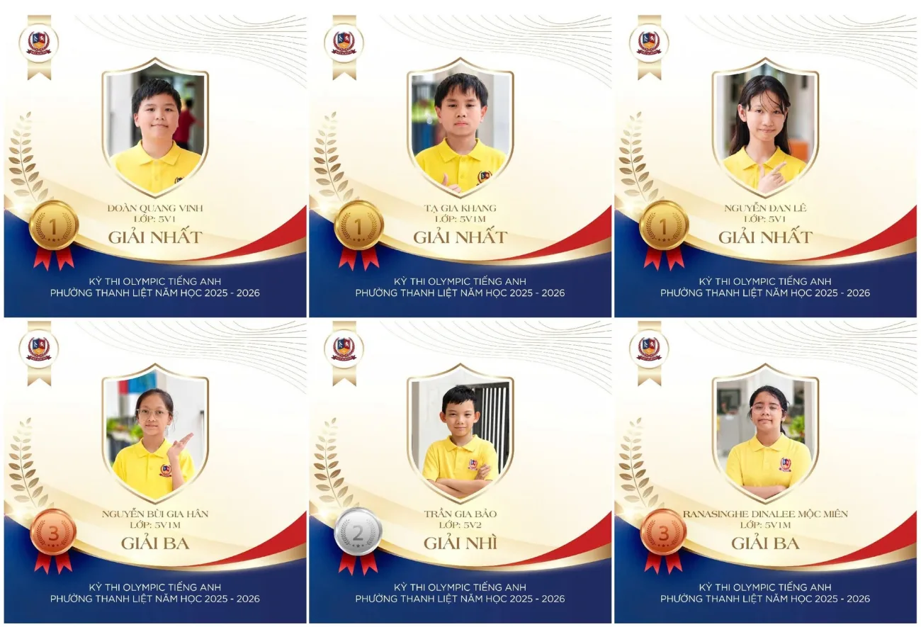 VIETSCHOOL DẪN ĐẦU KỲ THI OLYMPIC TIẾNG ANH CẤP TIỂU HỌC PHƯỜNG THANH LIỆT